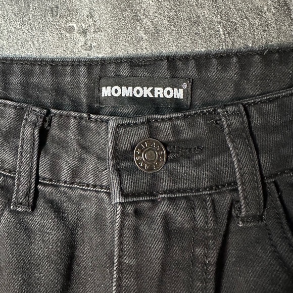 Momokrom Distressed Black High Rise Jean Shorts Size 4 - Picture 3 of 4